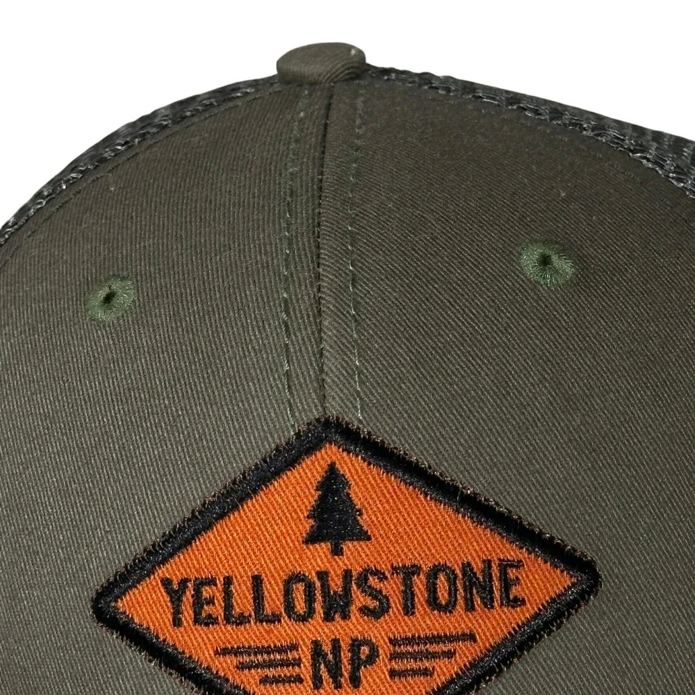 Ouray Yellowstone National Park Trucker Hat Mens OSFA Olive Green Mesh Snapback‎